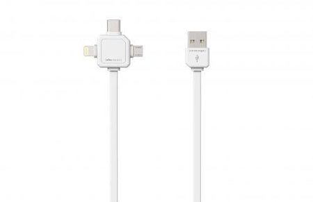 Cablu USB Type C micro USB Lightning 1.5m alb Allocacoc