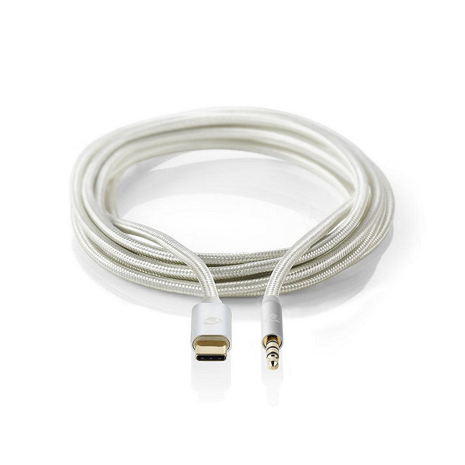 Cablu USB TYPE C tata - Jack 3.5 mm tata 1m aurit argintiu Nedis