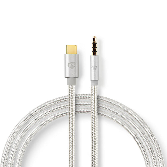 Cablu USB TYPE C tata - Jack 3.5 mm tata 1m aurit argintiu Nedis