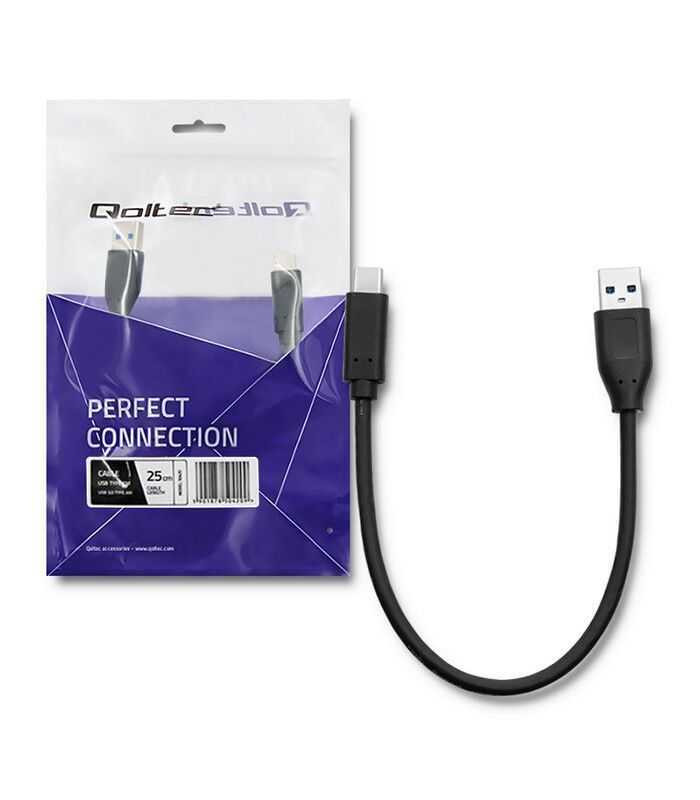 Cablu USB2.0 A mufa - USB type C mufa 0.25m QOLTEC 50496