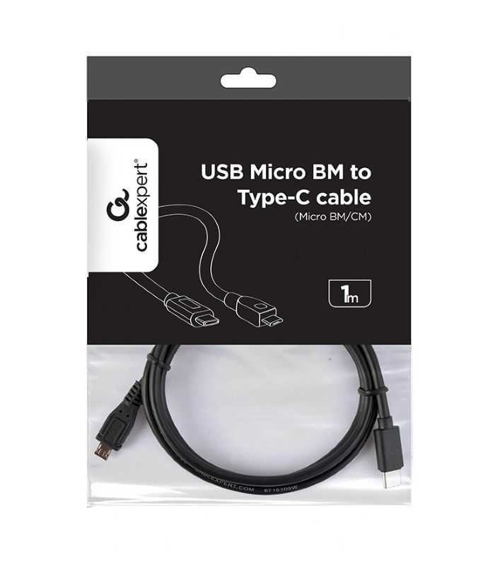 Cablu USB2.0 B micro mufa - USB type C mufa 1m negru PVC GEMBIRD CCP-USB2-MBMCM-1M
