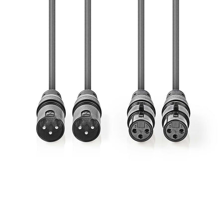 Cablu XLR Nedis XLR 2x 3-Pin tata - 2x XLR 3-Pin mama 5m gri