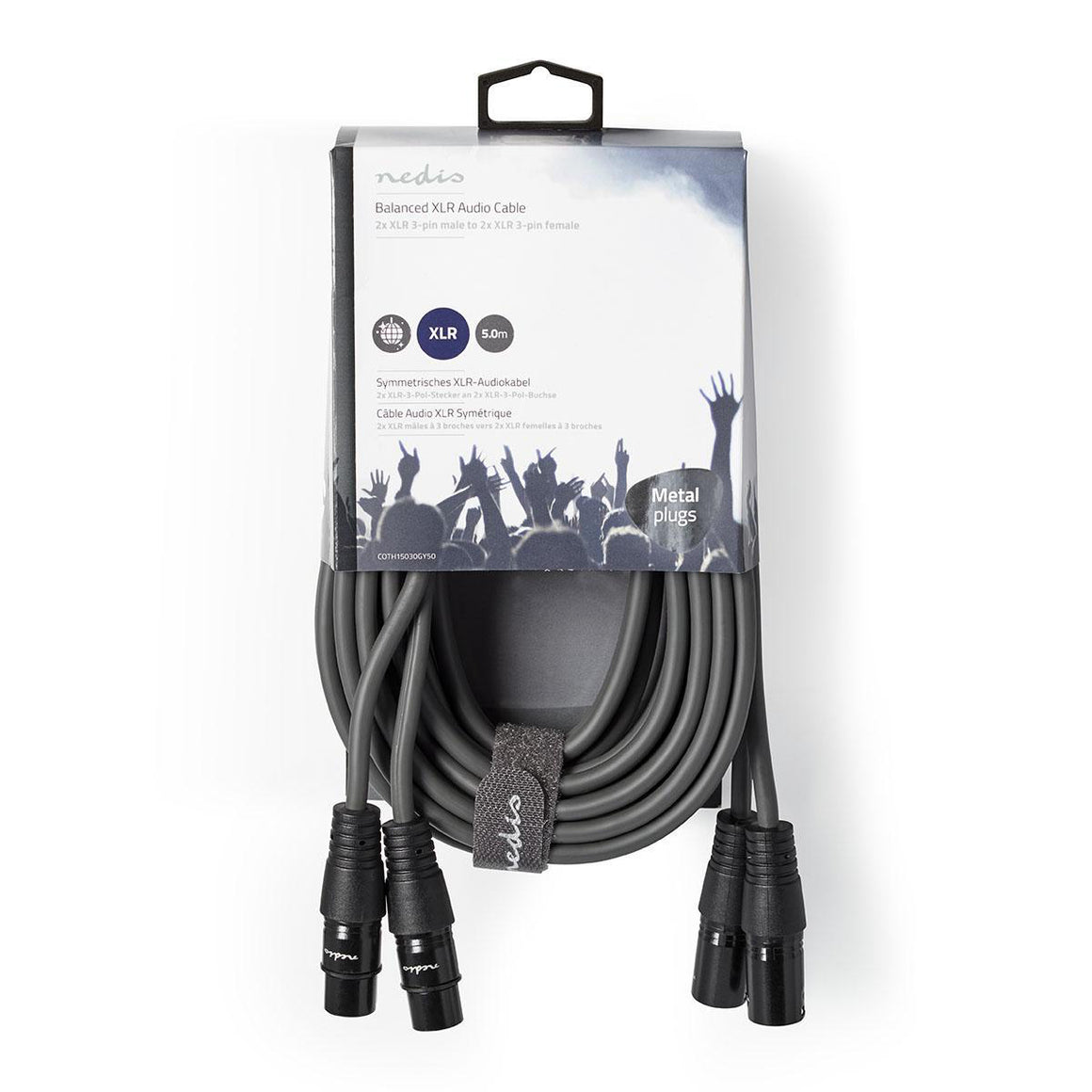 Cablu XLR Nedis XLR 2x 3-Pin tata - 2x XLR 3-Pin mama 5m gri