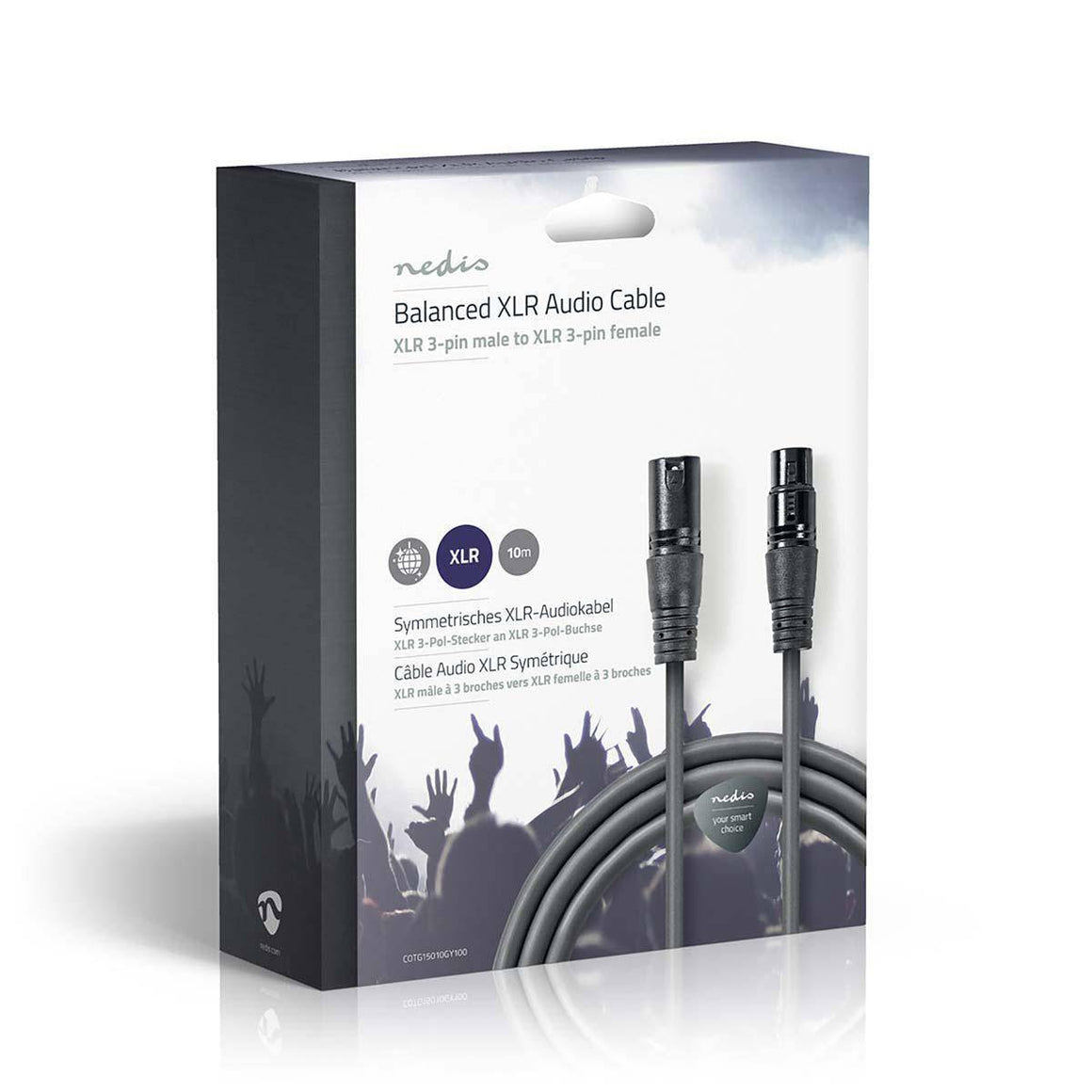 Cablu XLR stereo XLR 3 pini tata - XLR 3 pini mama 10m gri Nedis