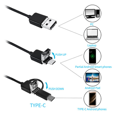 Camera inspectie endoscop 1280x720p IP67 USB/Micro USB/USB type C android/windows REBEL RB-1141