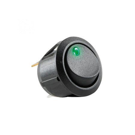 Comutator basculant ON-OFF cu retinere 1 contact 12V 20A cu LED verde incastrare 20 mm
