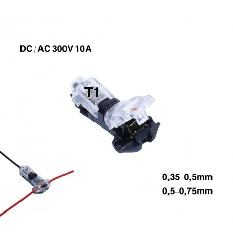 Conector rapid cu blocare in T pentru un fir