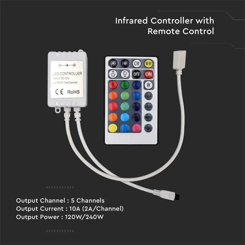 Controller banda LED RGB+W 26 butoane 12/24V 10A V-tac SKU-2899