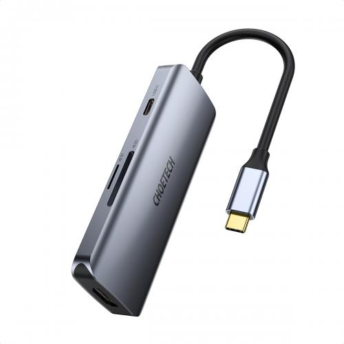 HUB USB Type C - 1x HDMI 3x USB 3.0 SD PD 100W Choetech M19 gri