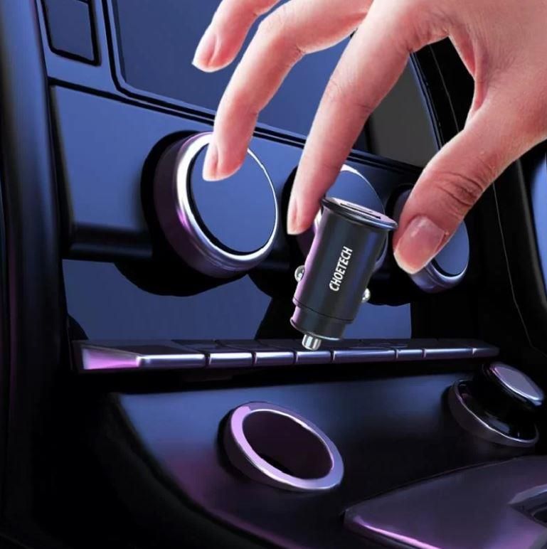 Incarcator auto Choetech TC0006-V2 1x USB type C + 1x USB-A 30W QC 3.0 Power Delivery negru