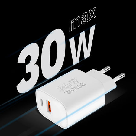 Incarcator rapid de retea USB tip A si USB type C 30W PD 3.0 + QC 3.0 Kruger&Matz KM0855