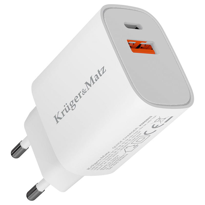 Incarcator rapid de retea USB tip A si USB type C 30W PD 3.0 + QC 3.0 Kruger&Matz KM0855