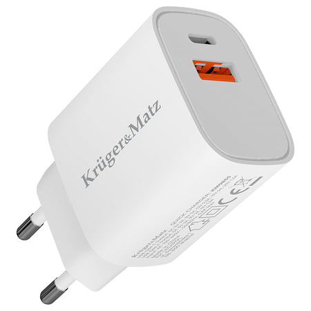 Incarcator rapid de retea USB tip A si USB type C 30W PD 3.0 + QC 3.0 Kruger&Matz KM0855