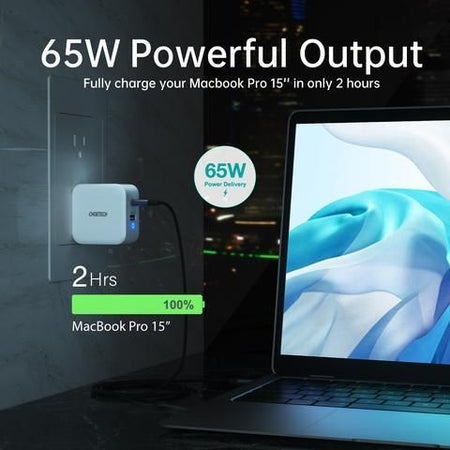 Incarcator retea 1x USB TYPE C PD 65W QC 3.0 1x USB-A alb Choetech PD8002