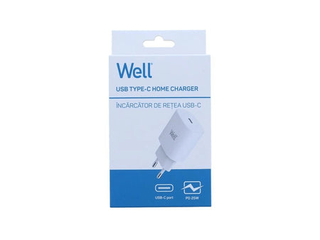 Incarcator retea - USB type C PD 25W PPS alb Well PSUP-USB-WPD2501WE-WL