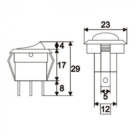 Interupator basculant 1 circuit 3 pini 12V 16A OFF-ON LED galben cu retinere