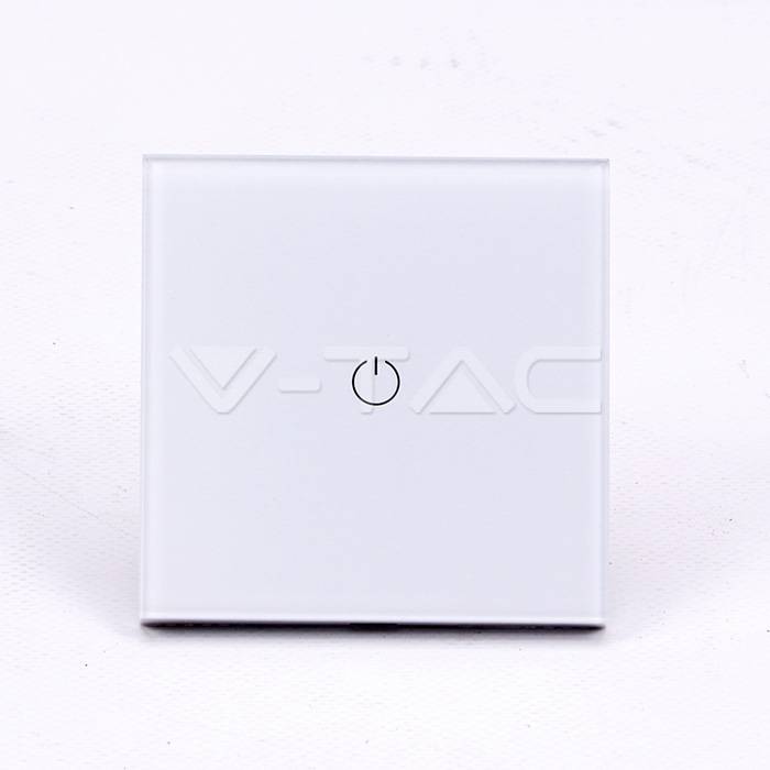 Intrerupator Smart SIMPLU din sticla cu Touch alb V-TAC