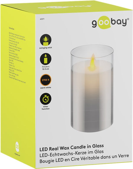 Lumanare LED Real Wax din sticla 7.5x12.5cm Goobay 60371
