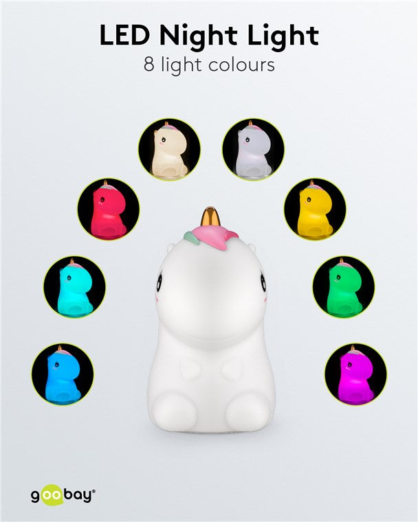 Lumina de noapte cu LED Unicorn 7 culori 3 moduri lumina cu acumulator Goobay 61649