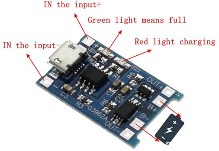 Modul de incarcare 18650 cu alimentare micro USB max. 1A MODUL INC MICRO