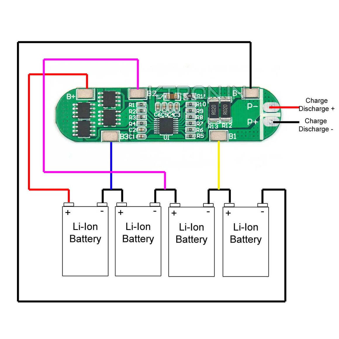 Modul protectie incarcare 4x 18650 12A BMS 4S