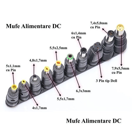 Mufa adaptoare alimentare DC 2.1x5.5 mm mama la 5.5x2.5 mm tata