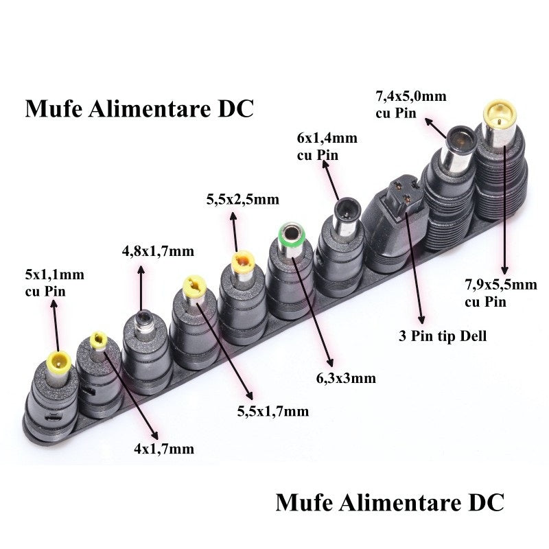 Mufa adaptoare alimentare DC 2.1x5.5 mm mama la 6.3x3 mm tata