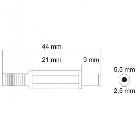 Mufa DC 5.5x2.5 mm tata cu protector