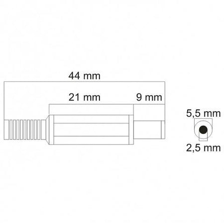 Mufa DC 5.5x2.5 mm tata cu protector