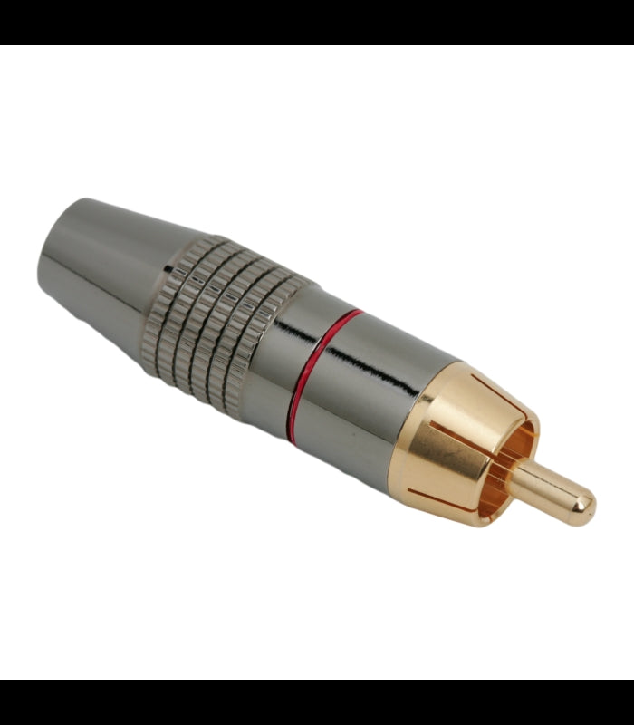 Mufa RCA contact aurit cablu 6mm cu inel rosu