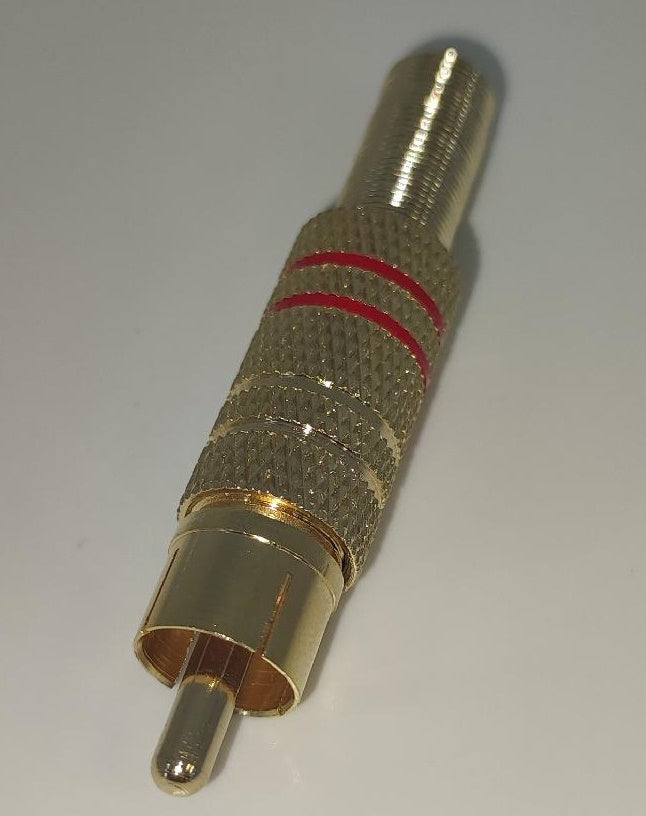 Mufa RCA tata metal inel rosu cablu 7mm Goobay