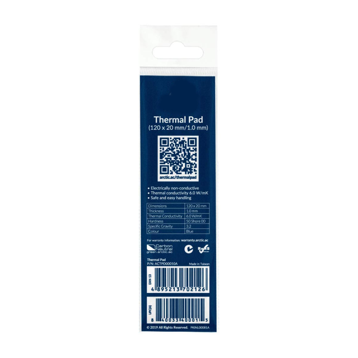 Pad termic Arctic 6W/mK grosime 1mm 120x20mm set 1buc