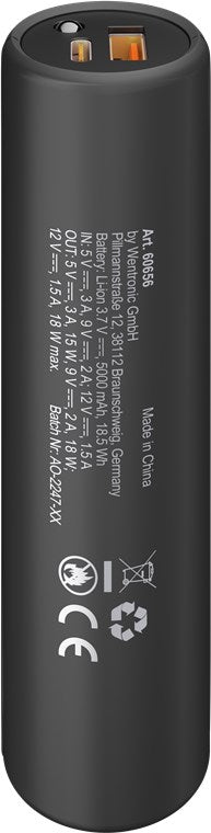 Power Bank 5.0 5000mAh suport pentru bicicleta negru USB-A/USB type C 3A 60656 Goobay