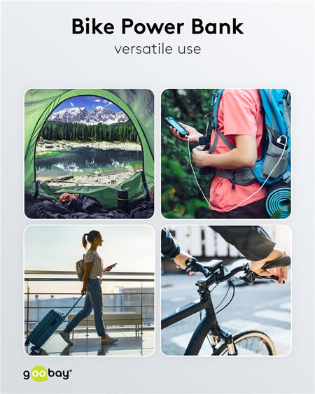 Power Bank 5.0 5000mAh suport pentru bicicleta negru USB-A/USB type C 3A 60656 Goobay