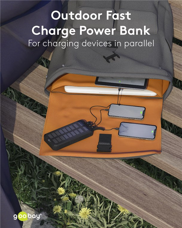 Power Bank SOLAR 20000mAh USB type C FAST CHARGE PD QC3.0 53934 Goobay