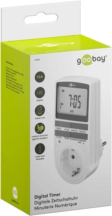 Priza programabila digitala pentru interior 3680W, Goobay 50374