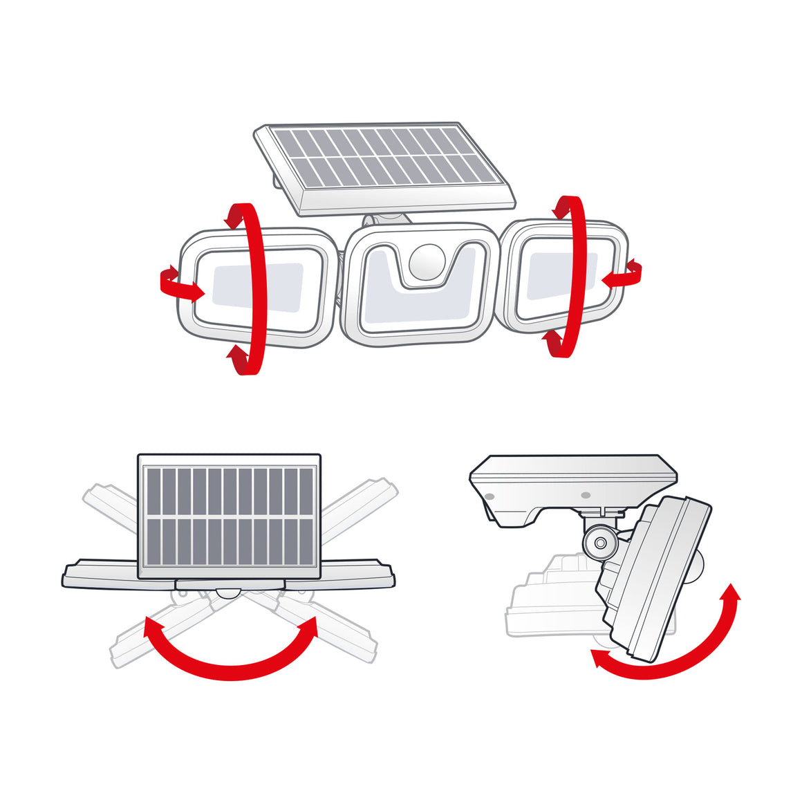 Reflector solar 10W 600lm IP65 rotativ cu senzor de miscare 3 LED-uri COB