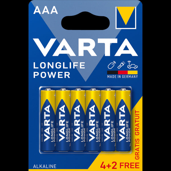 Set 6 baterii alcaline LONGLIFE POWER AAA LR3 4+2buc VARTA