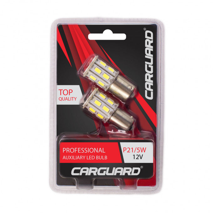 Set beruri LED auto de frana 12V P21/5W BA15D dublu filament 20x5730SMD alb 500lm CARGUARD 2buc