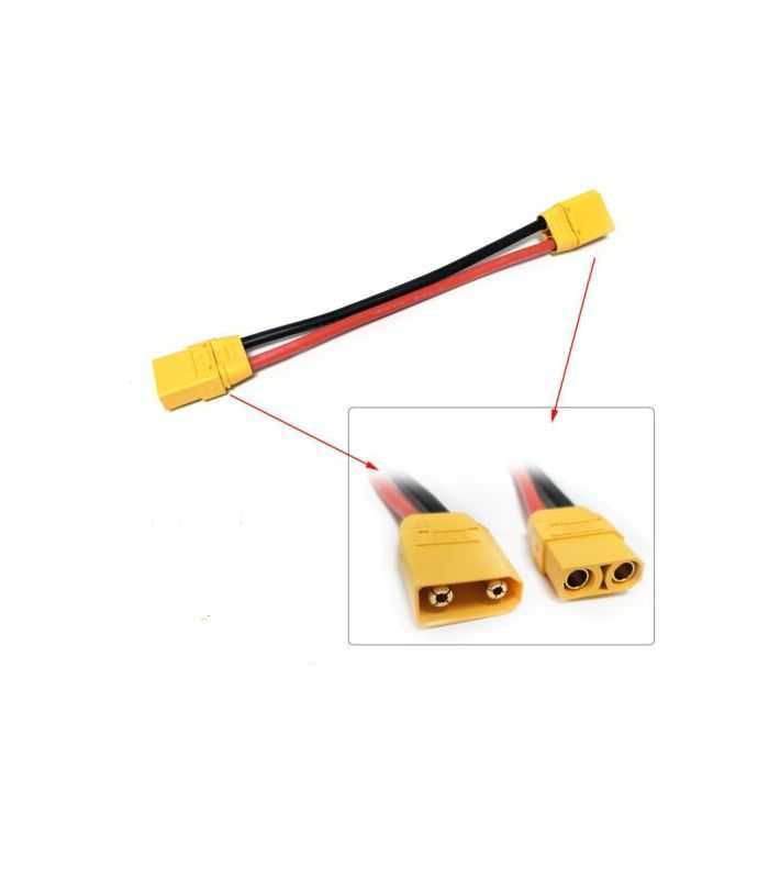Set prelugitor mufa XT60 tata mama cu cablu siliconic 12AWG 20cm max 30A 500V