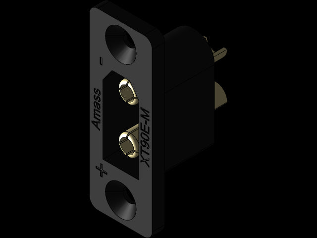 Soclu alimentare DC XT90 tata pe panou 2 pini lipire 30A 500V negru AMASS XT90E-M
