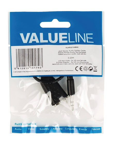 Splitter audio stereo 3.5 mm tata - 2x 3.5 mm mama 0.2m Valueline