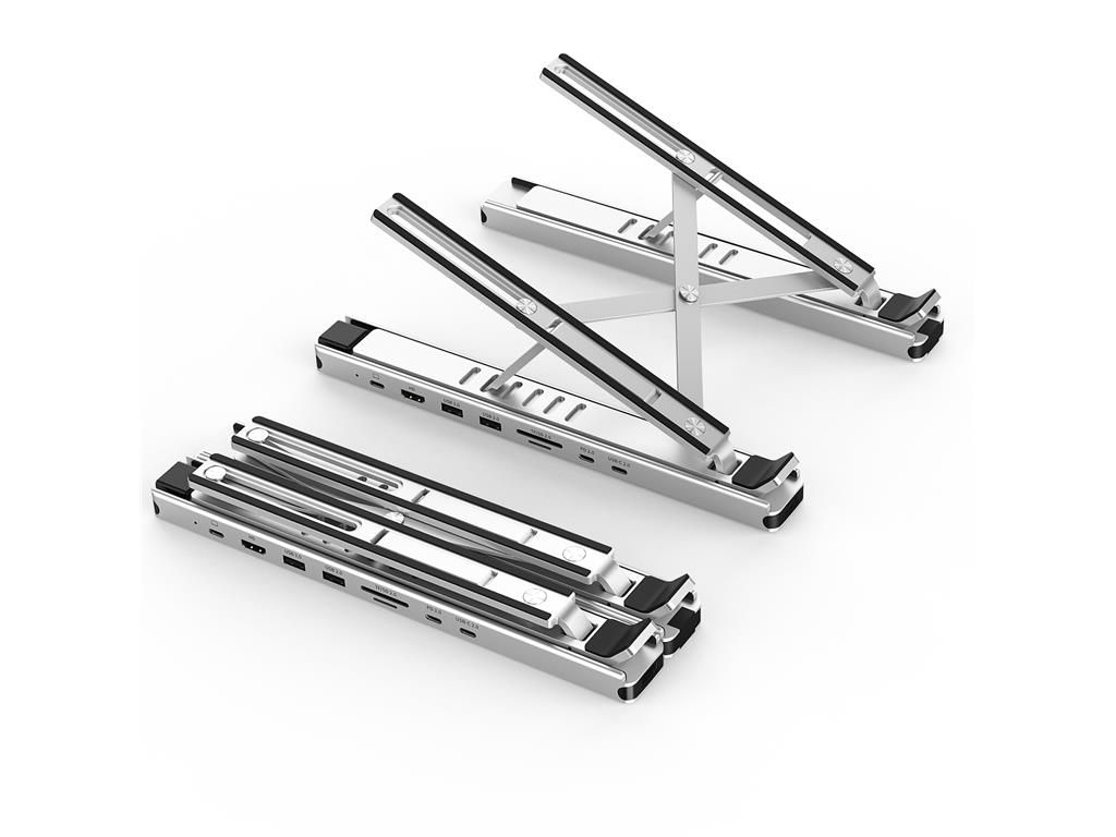 Stand laptop 9in1 si HUB USB type C docking station reglabil aluminiu Choetech HUB-M43-SL-V1