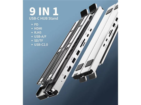 Stand laptop 9in1 si HUB USB type C docking station reglabil aluminiu Choetech HUB-M43-SL-V1