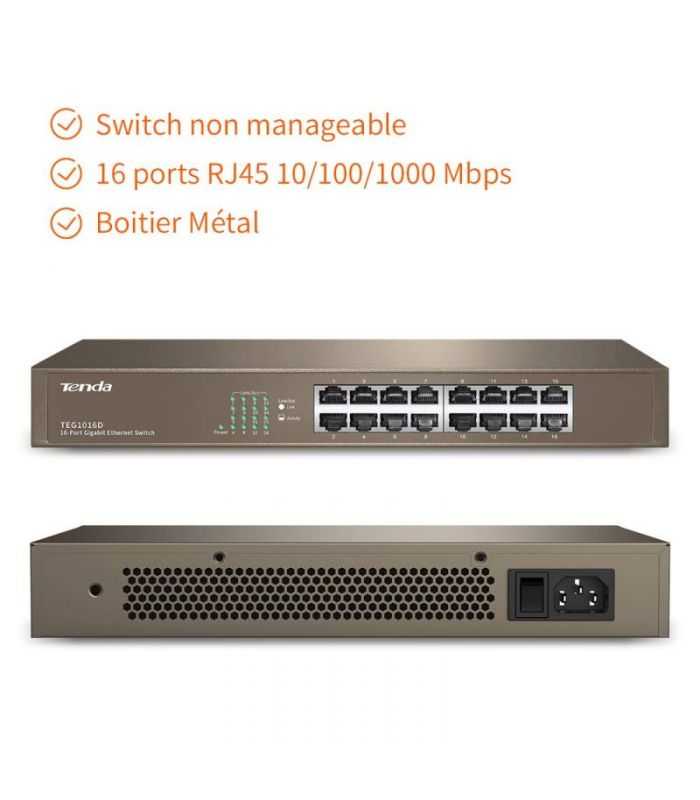 Switch Tenda TEG1016D 16 porturi Gigabit desktop sau montabil in rack