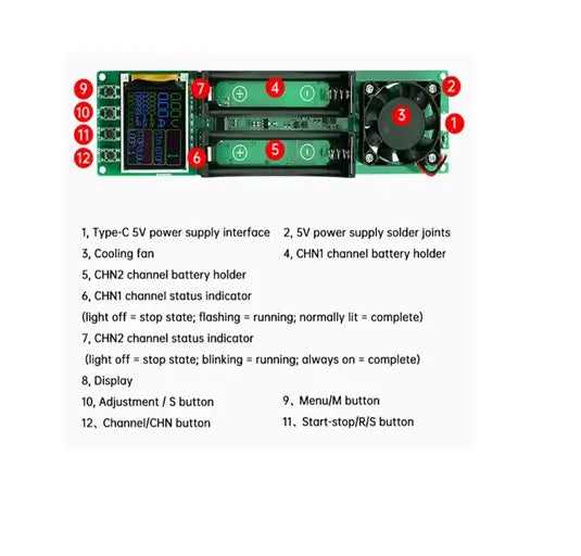 Tester 2x 18650 LCD alimentare la USB type C KBAF0002-005 TESTER-2X18650-C