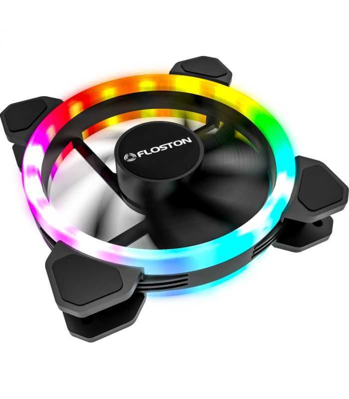 Ventilator HALO RAINBOW DUAL RGB LED 120x120x25mm 12V 5.1W 1200RPM 4-pin Floston