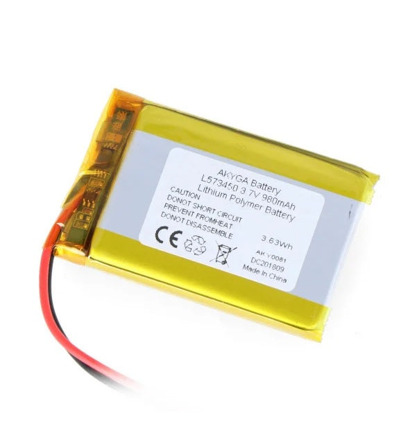 Acumulator Lithium Poliymer 06036 980mAh 1S 3.7V fir cu conector JST-BEC 50x34x6mm AKYGA Battery