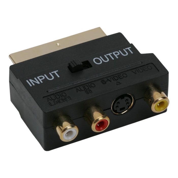 Adaptor 3x RCA si S-vhs la Scart tata aurit