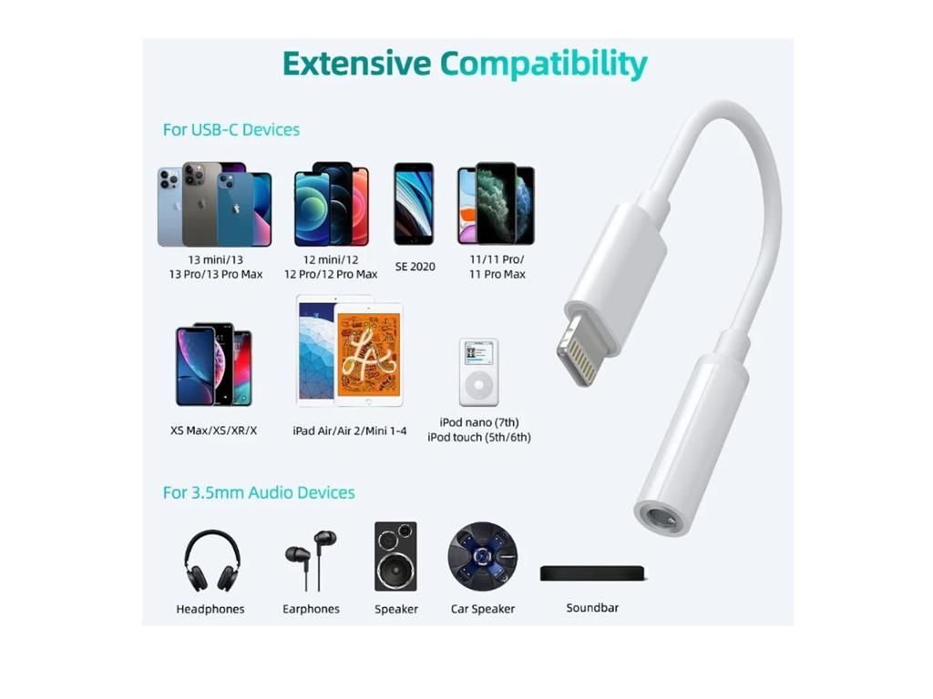 Adaptor Apple Lightning tata - Jack 3.5 mm mama alb AUX005 Choetech